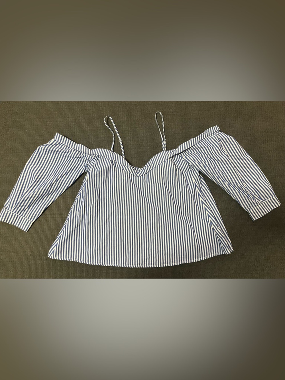 Bardot Blue and White Striped Off-Shoulder Blouse